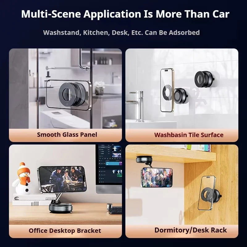 For Magsafe Car Phone Holder Suction Cup Vacuum Magnetic Phone Hholder 360° Rotatable and Foldable Phone Holder